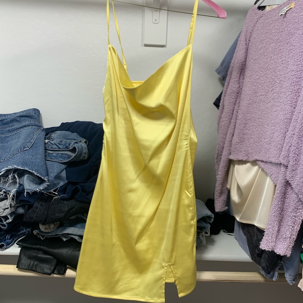 Yellow cowl neck dress